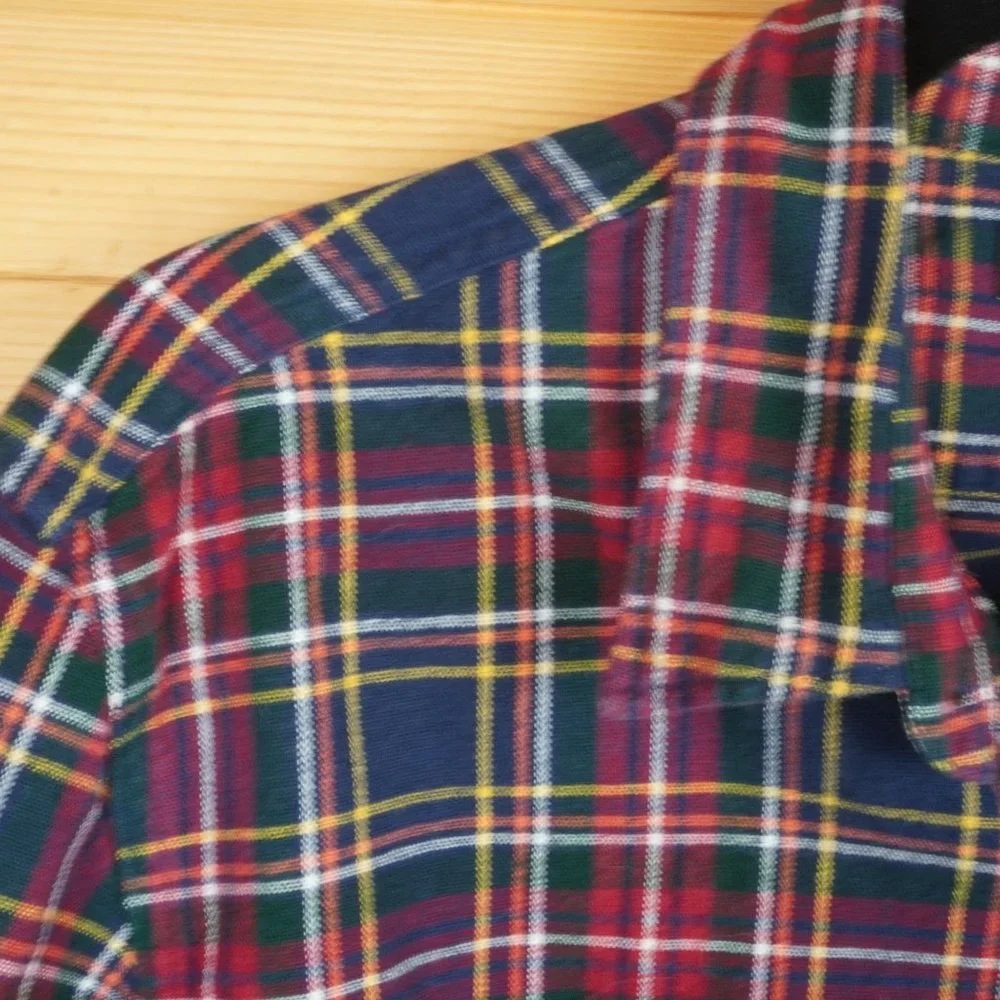 J Crew Mercantile Flex Red Blue Green Plaid Button Up Shirt Size‎ Large